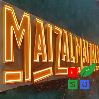 Sistema de sinalização externa de sinal de carta de canal de neon exposto para logotipo de marca