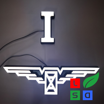 Bloco 3D acrílico Logo Signage do Lit da cara para a loja de cadeia
