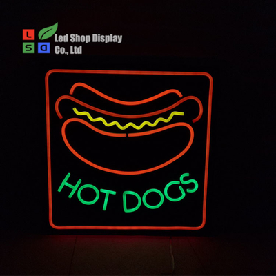 Hot Dog Customize LED sinal de neon com 12 cores para escolher em interiores DC 12V
