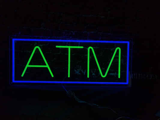 Caixa eletrônica de banco Customizado LED Neon Sign Decoração interior Acrílico DC12V